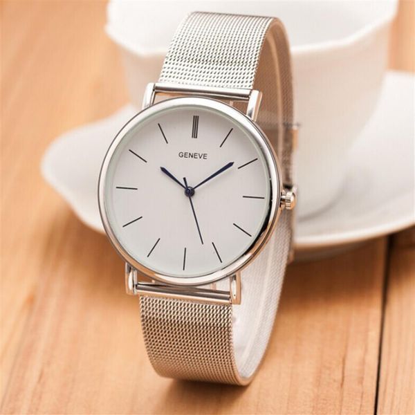 

whole 10mm thin business leisure steel mesh band watch simple mens watches pin buckle 37mm diameter dial wristwatches290n, Slivery;brown