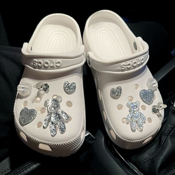 

sandals crystal bear cave shoes accessories shoe buckle shoe flower, Black