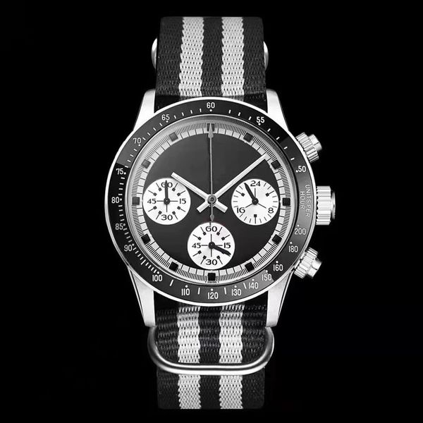 

vintage d watch perpetual paul newman vk63 movement quartz satch male clock stainless steel men watches 37mm wristwatches 181289w, Slivery;brown