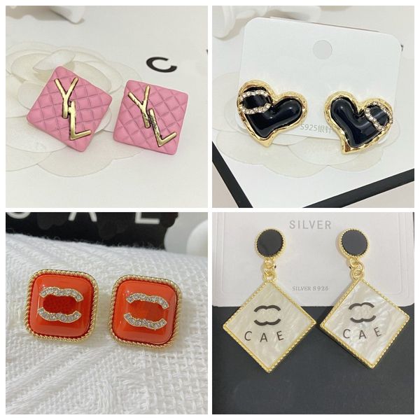 

6 style diamond dangle earrings designer jewelry design for women french stud love earrings 2023 new letter earrings 18k gold plated jewelry, Silver
