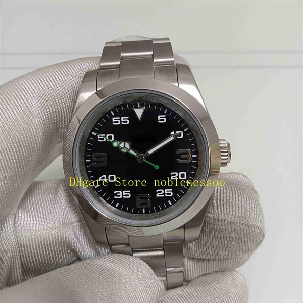 

real po mens automatic watch in original box men's 40mm green black dial arabic 116900 stainless steel bracelet asia 2813 3185, Slivery;brown