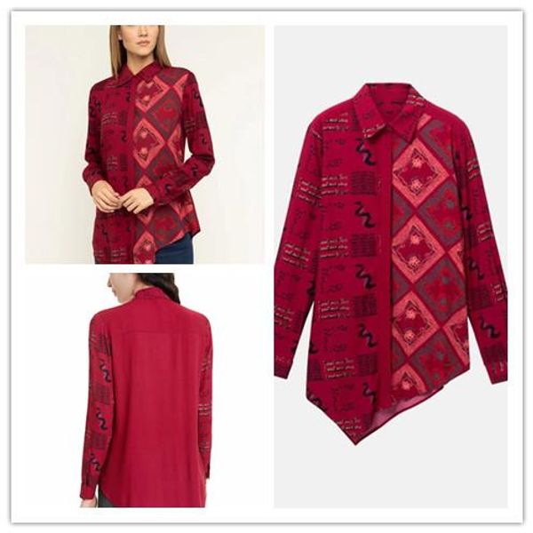 

polos unsymmetrical printed burgundy shirt, White