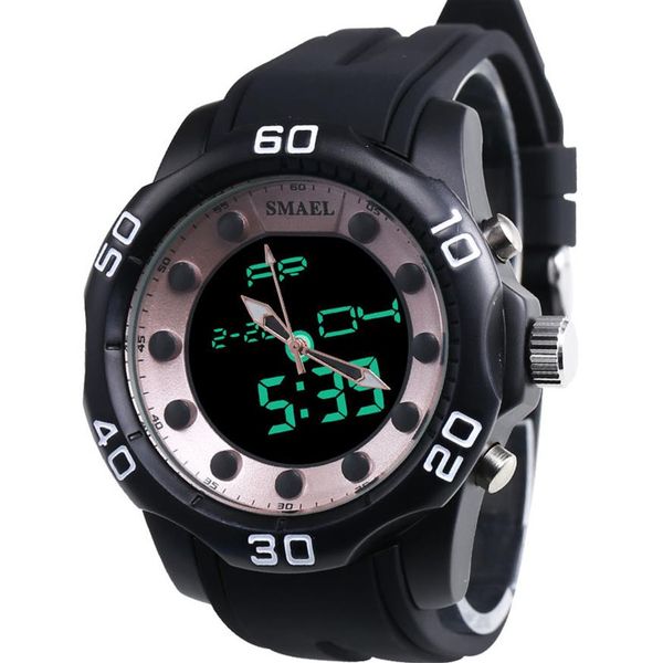 

2020 men's watches smael brand aolly dual display time clock fashion casual electronics swim dress wristwatches 2017 sell293y, Slivery;brown