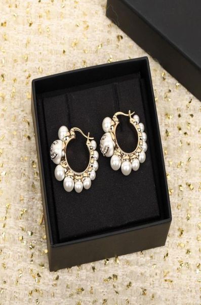 

2023 luxury quality charm small round shape drop earring with diamond and nature shell beads have box stamp ps38797059852, Golden