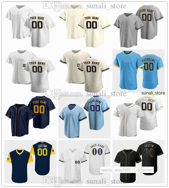 

2023 men baseball jerseys 7 victor caratini 10 mike brosseau 6 owen miller 13 abraham toro 0 brice turang 45 luke voit 5 garrett mitchell 67, Blue;black