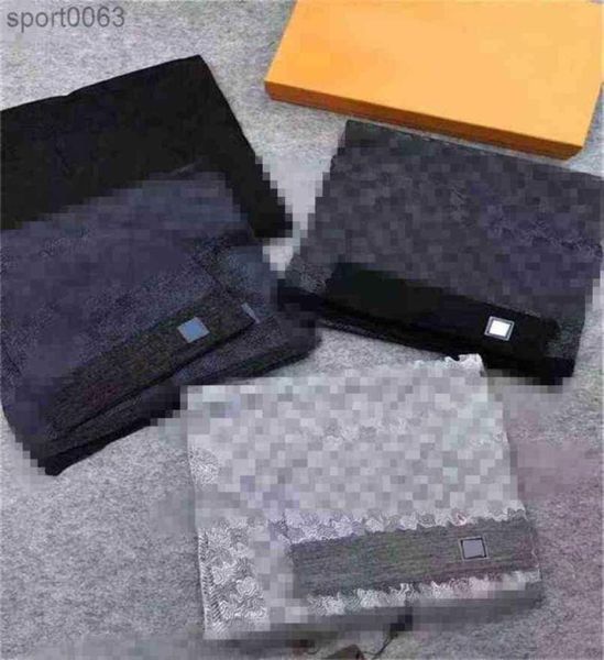 

2022 grey quality classic lattice winter hats designers bone cap mens women couple scarf hat twopiece suit scarf caps men scarves4433982, Blue;gray