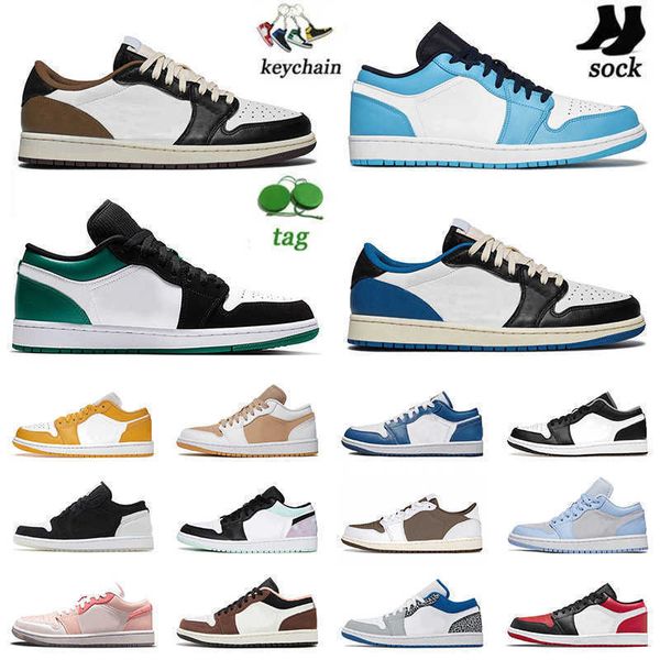 

ts designer 1 mens jumpman 1s basketball shoe low flat sneakers classic og dark mocha unc mystic green fragment x true blue bred womens, Black