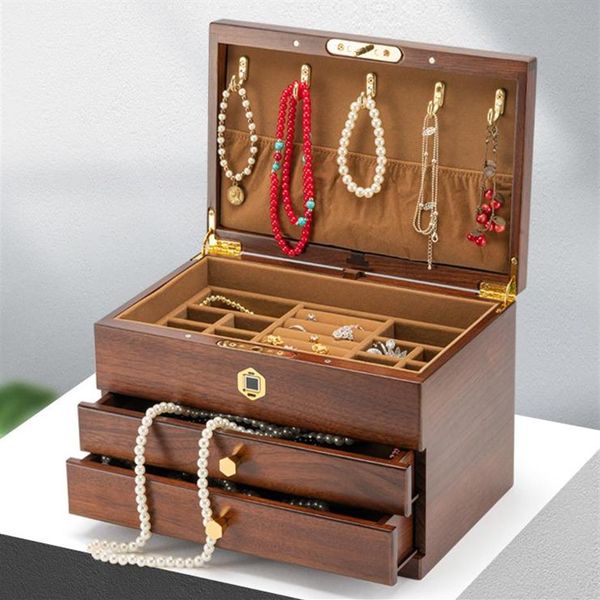 

imported solid wooden jewelry case hardwood fashion accessories bangle earrings studs rings necklace bracelet keeper organiser fin2263