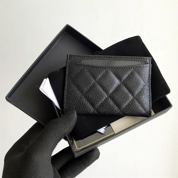 

woman card holder genuine leather coin purse caviar rhombus wallet soft lambskin luxury designer classic sheepskin credit card bag259b, Brown;gray