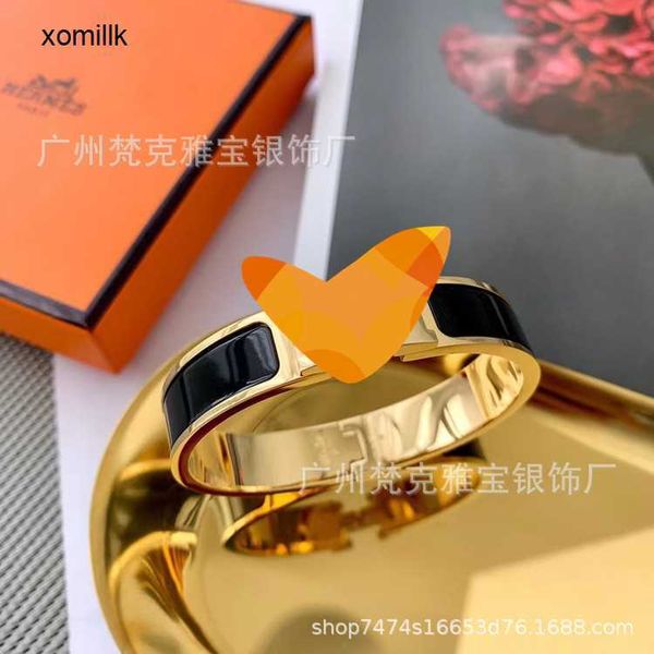 

hermm designer bracelet high edition letter enamel h bracelet women and men couple buckle 925 silver 18k roe gold same style, Black