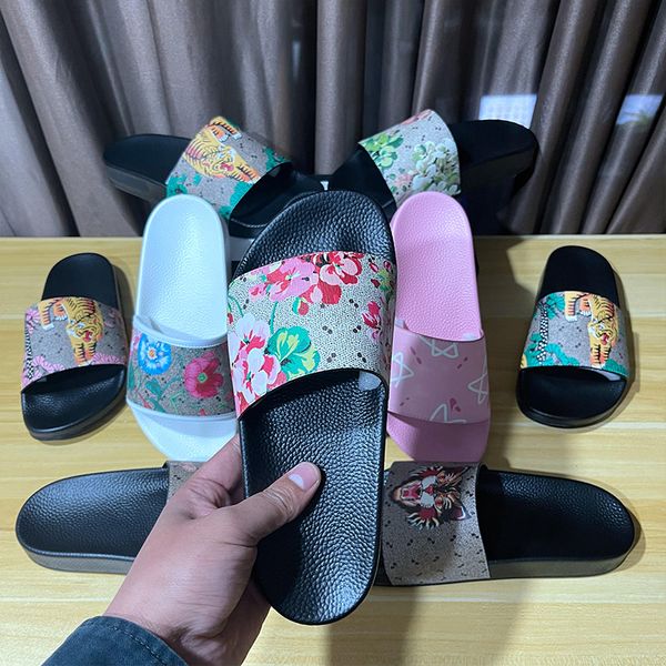 

mens women designer classical sandals slippers pearl snake print slide summer wide flat lady beach slides slipper size 35-45 81kn#, Black