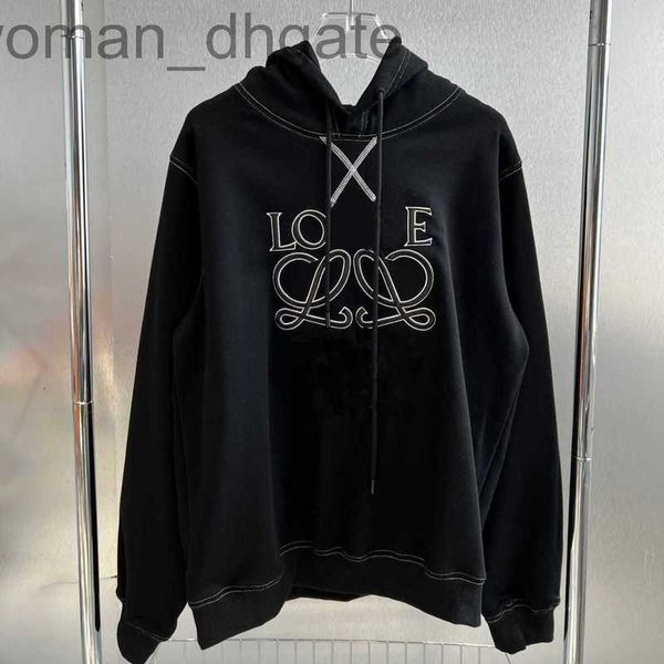 

men's hoodies & sweatshirts designer luxury loes classic thick reversed embroidery small hooded sweatshirt cotton high grade black hood