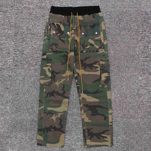 

designer clothing casual pant rhude pockets classic rhose cargo pans overalls pants streetwear jogger trousers sweatpants outdoor loose hip, Black