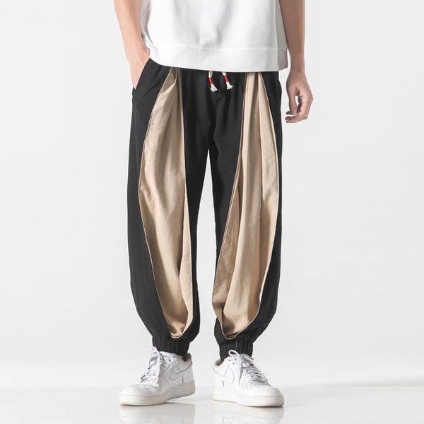 

pants men loose jogging pants 2022 new fashion patchwork harem pants male vintage sweatpants men cotton trousers streetwear 5xl, Black
