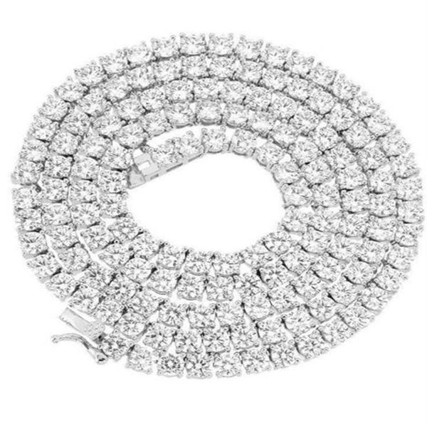 

4mm 1 row real 925 silver bling tennis chain necklace anti tarnish248y