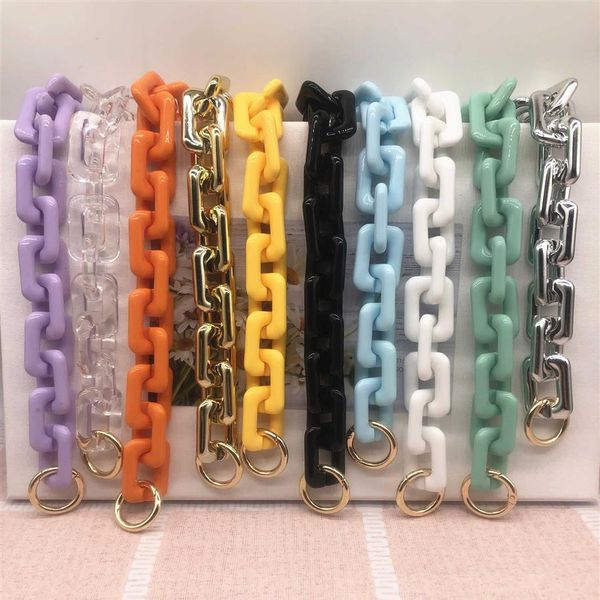 

fashion thick chains colorful big strap candy acrylic chain for women bags big handle shoulder crossbody straps bag decoration 210276g, Black