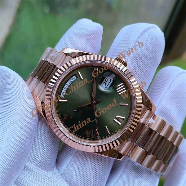 

13 colour good bp factory mens watches green brown champagne white dial men automatic movement watch day time date rose gold steel298s, Slivery;brown