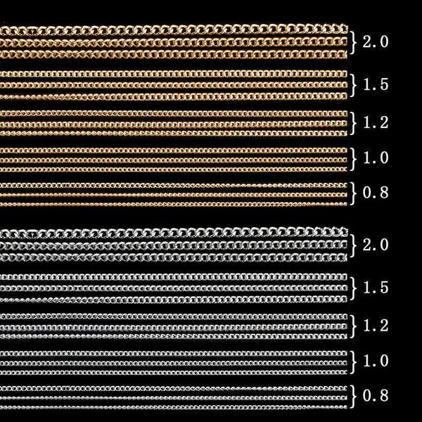 

nail art decorations 50100cm 0820mm gold silver black nail chain falt fashion metal tiny chain tips nail art decorations diy jewelry accesso, Silver;gold