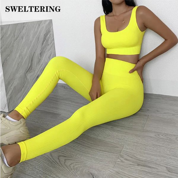 

new fashion yoga outfits 2 pieces seamless fitnes suit gym push up clothes workout sport set padded sports bra high waist legging sportswear, White;red