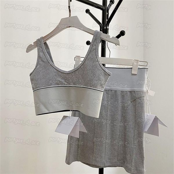 

luxury womens vest skirt side zipper design mini dress sports fashion casual tank skirt set290e, Black