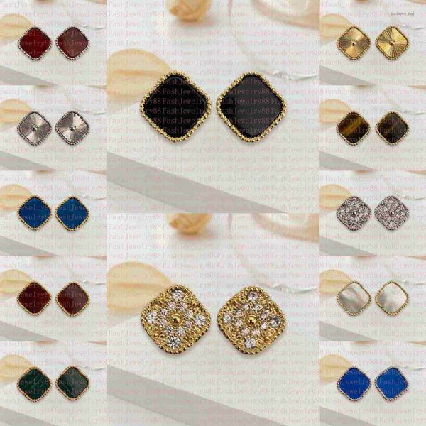 

233designers vintage charm stud earrings back mother-of-pearl silver fashion 18k gold plated agate for women girls valentine's wedding, Golden;silver