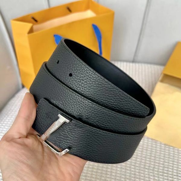 

mens genuine leather luxary man woman belt 4.0cm width 100-125cm black gray bottom double-sided adjustable waistband gold silver letters buc, Black;brown