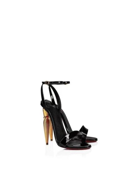 

european classic luxury sandal slipper goods style ladies designer decoration high heeled shoes pure leather genuine gold hee1935231, Black