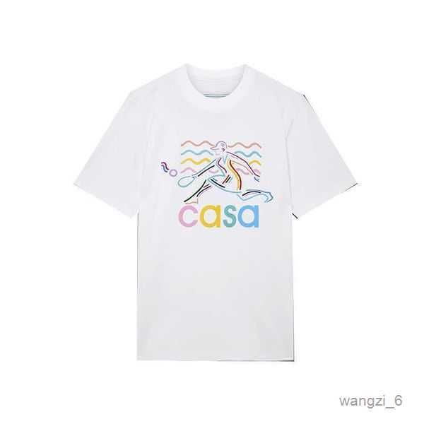 

men's t-shirts csablanca 23ss casa way t shirt tennis racket bouquet casual round neck and women short sleeved t-shirt 3 yif9, White;black