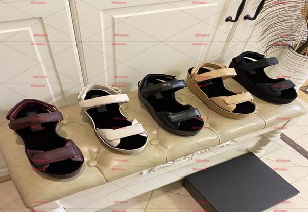 

2022 fashion luxury design women039s sandals wedge heels and hook and loop fasteners with the box size 35407648867, Black