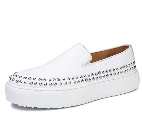 

white men rivet shoes handmade sharp rivets man fashion street loafers thick bottom platform men039s increased sneaker heel 4cm1220169, Red;white