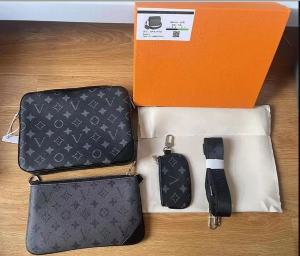 

designer bag shoulder bags real picture designer bags men 3pcs trio purse crossbody bag shopping handbags wallets with original box