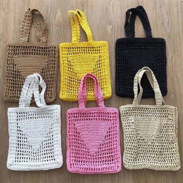 

fashion mesh hollow woven shopping bags straw tote bag shoulder bag 6colors331l
