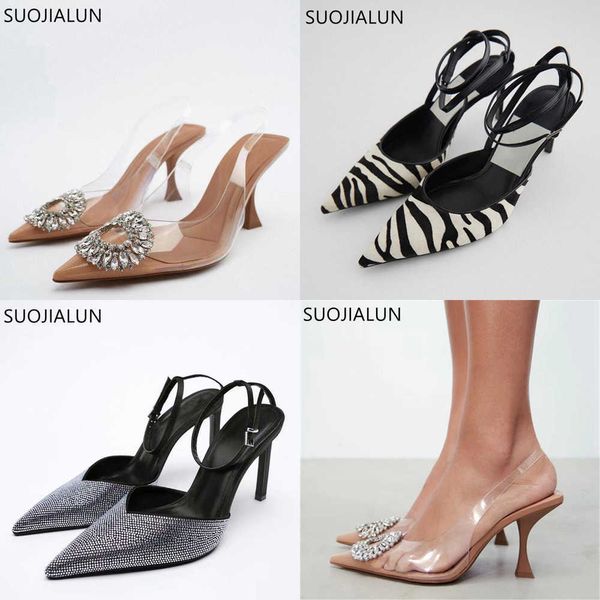 

sandals new brand women thin high heels slingback shoes fashion bling crystal ladies elegant sandal dress party pumps 230316, Black