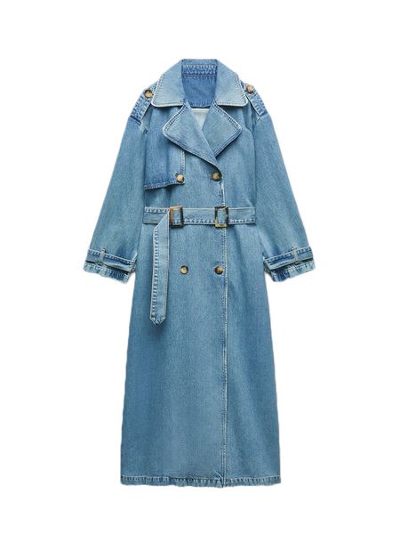 

women's trench coats ailegogo spring autumn women loose long denim coat with belt streetwear female retro lapel double breasted overcoa, Tan;black
