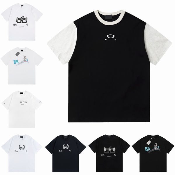 

women designer t shirt color blocking letters bunny print sweatshirt women tshirt summer trend short sleeve casual shirts high street balanc, White