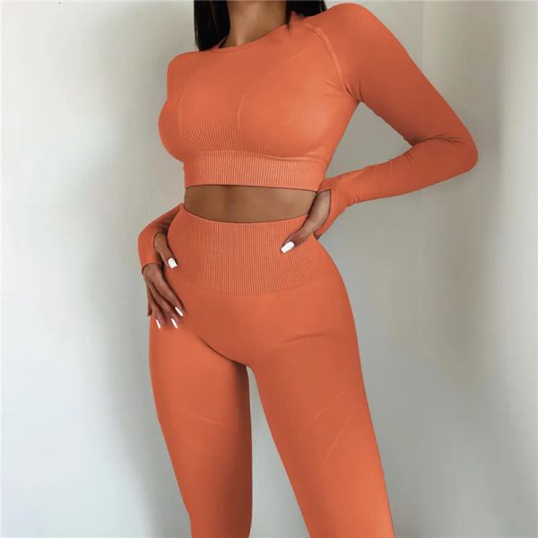 

new fashion yoga outfits yoga set women seamless 2pcs two piece set fitness outfits workout set sports shirt leggings active wear gym clothe, White;red