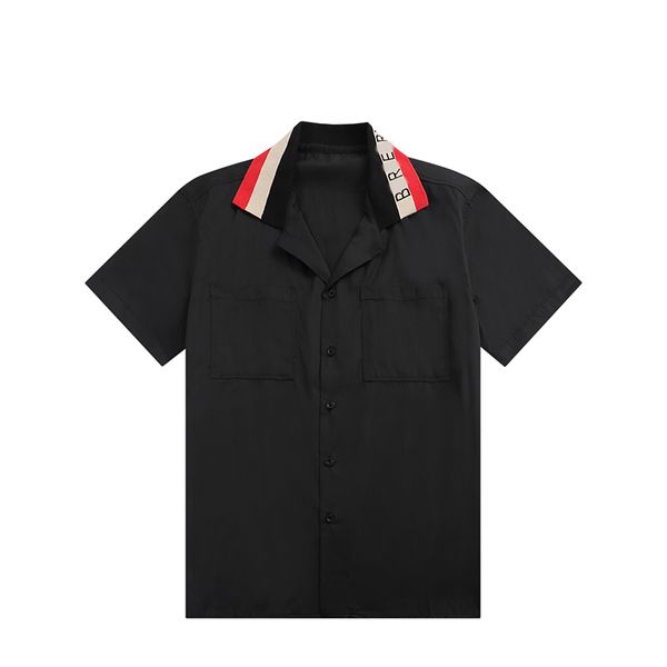 

high-quality designer men's casual shirt men's fashion geometric plaid printed short sleeve lapel business everything aian ssize, White;black