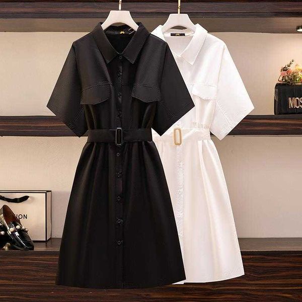 

summer large size dresses womens clothing 150. plump girls korean style loose, Black;gray