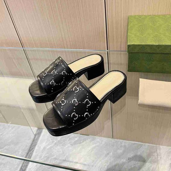 

classic luxury high heeled sandals party fashion leather g women dance shoe designer ggity heels lady thick heel woman shoes gg10a, Black