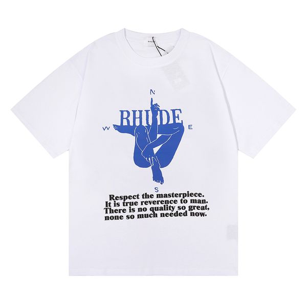 

designer rhude mens t shirt for high street men womens shirts fashion tshirt with letters casual summer short sleeve man tees woman clothing, White;black