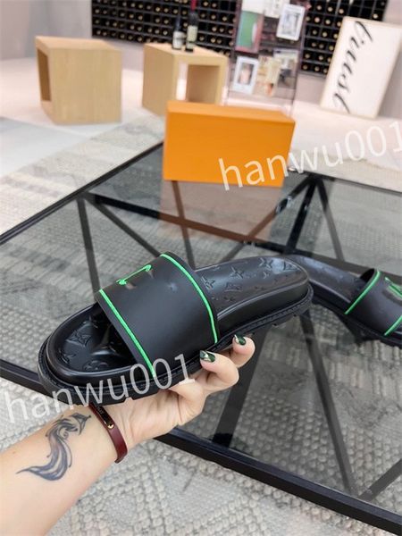 

2023 leather ceiling slide slippers designer flat men summer sandals fashion luxury leisure resort beach, Black