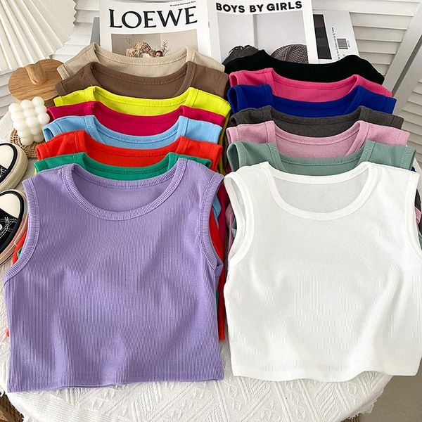 

tanks european and american style women's wear sleeveless solid slim vest new 2022 summer fashion ladies versatile causal tank, Black;white