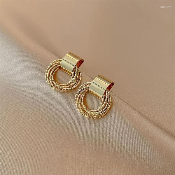 

stud earrings women's simple gold color vintage small circle tassel piercing for woman unusual korean charm ear jewelry276n, Golden;silver