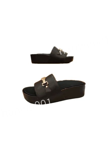 

r fashion women's sandals slippers leather shoes luxury atmosphere high quality, Black