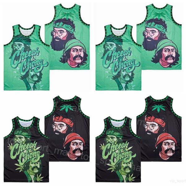 

movie basketball cheech and chong jerseys broccoli city 1980 high school college for sport fans breathable stitched pure cotton team green b, Black