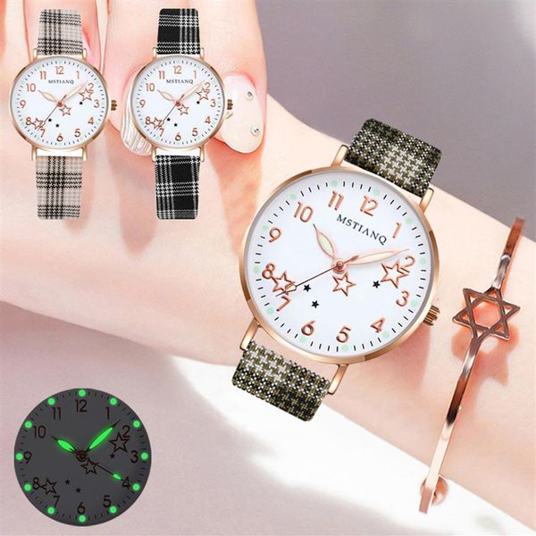 

2021 new women watches fashion small fresh printed plaid belt student quartz watch clock casual ladies dress women's watches206l, Slivery;brown