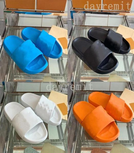 

designers sandals pool pillow comfort mules slippers smooth calfkin slippers women sandals flat slippers with box9350651, Black