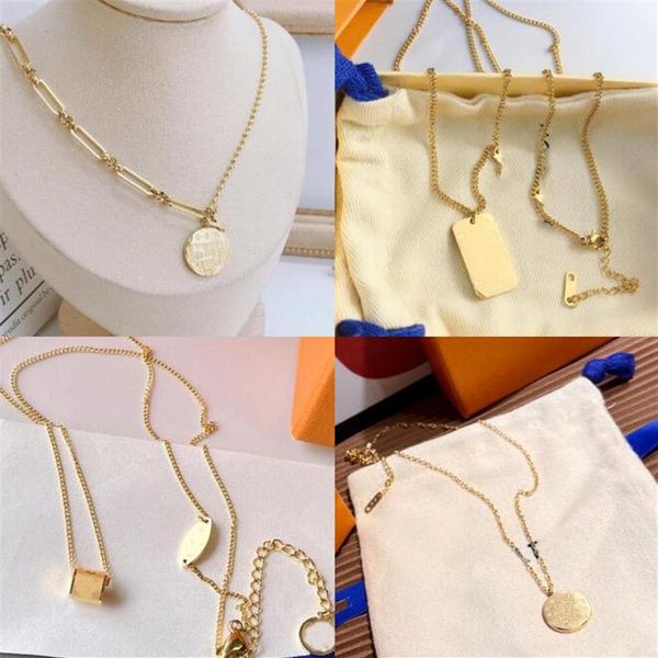 

20style new fashion letter designer necklace jewelry pendant stainless steel crystal 18k gold plated love necklaces womens party w215j, Silver
