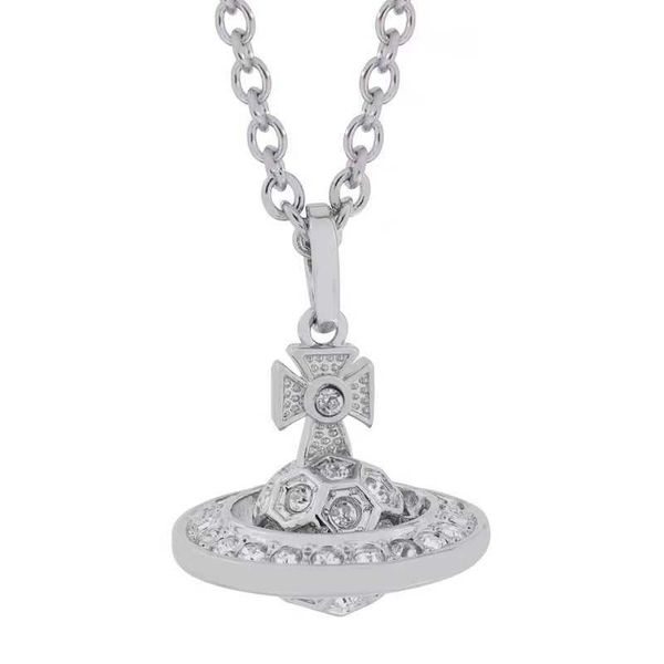 

nanaspace - western empress dowager vw rock rivet full diamond plating 3d honeycomb earth planet necklace neckchain, Silver