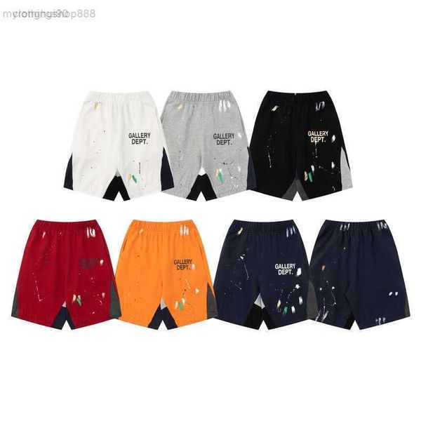 

men's shorts fashion splash ink old and high street color matching lqvp, White;black